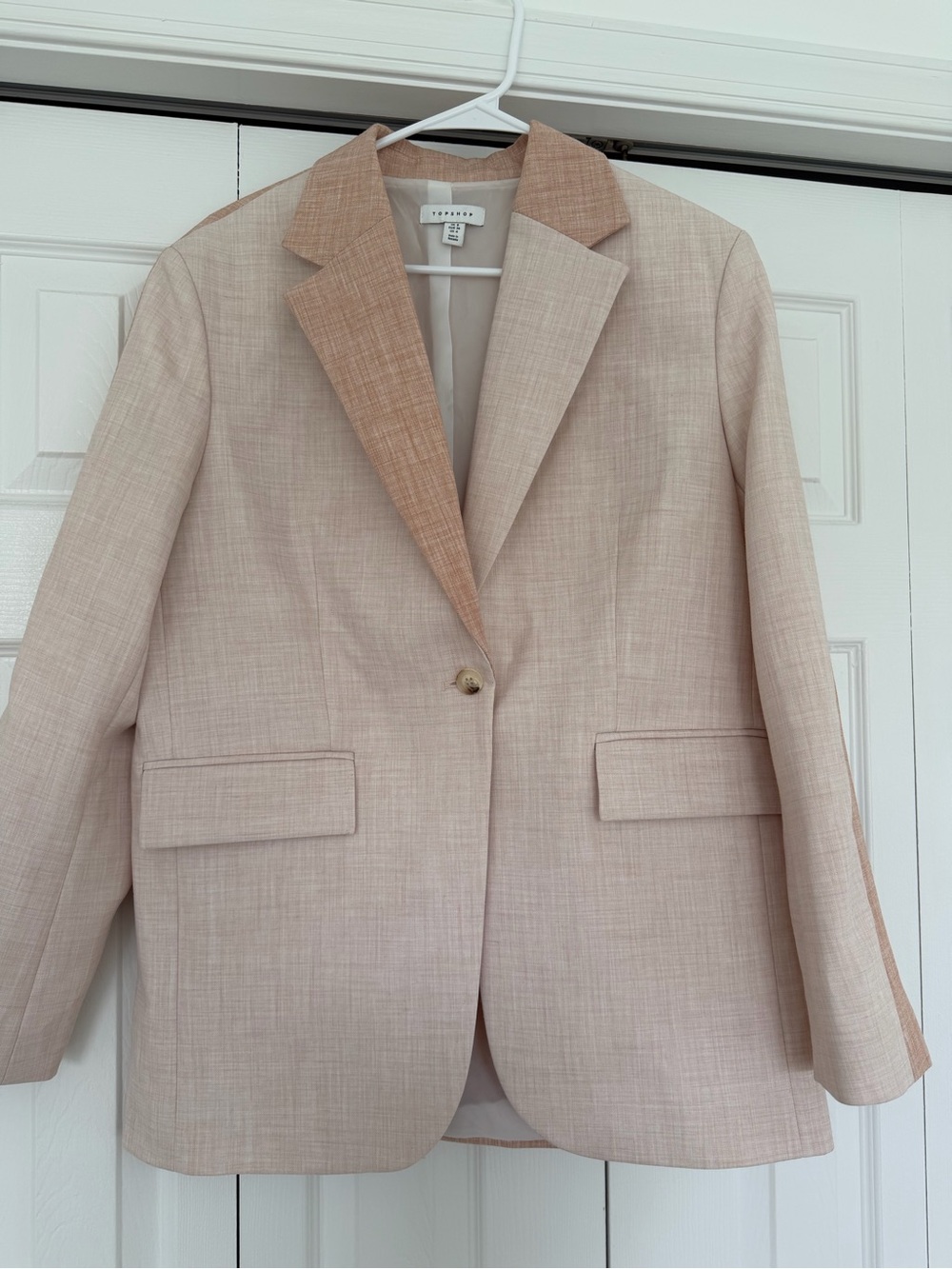 Topshop Blush Pink Two-Tone Tailored Blazer | US 4